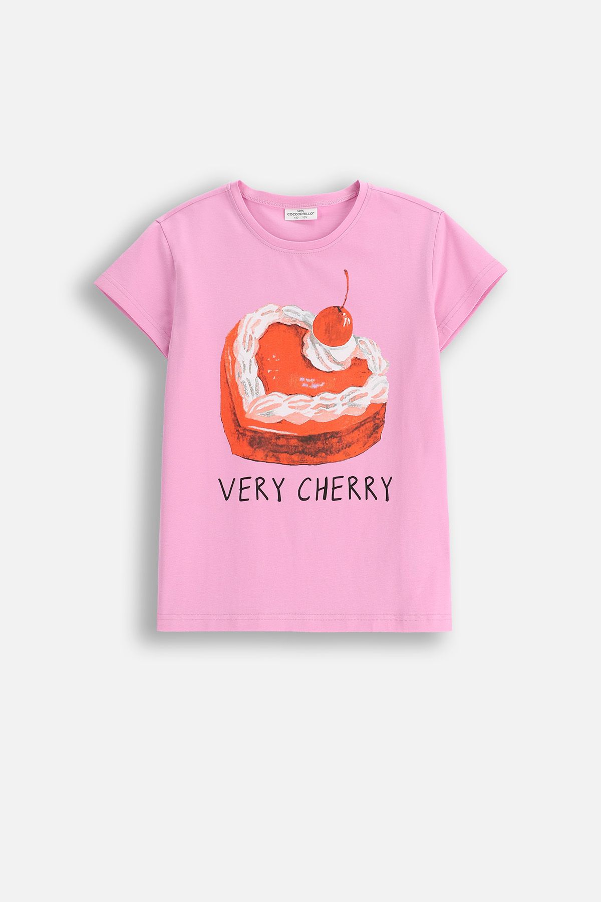 Cotton T-shirt with Short Sleeves White with Popcorn Print