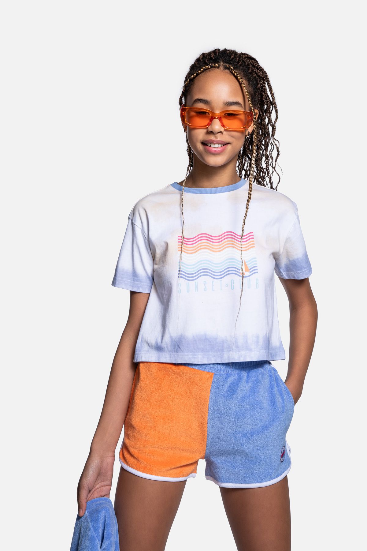 【GLOWNY】 TWIRL FLARE SHORTS ★送料関税込み★ TWIRL FLARE SHORTS (WHITE MELANGE) - GLOWNY