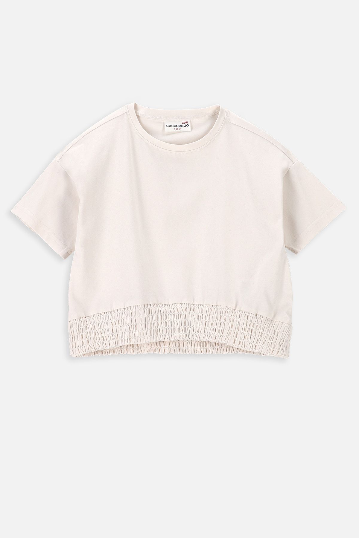 T-shirt with short sleeves ecru finished with gummony at the