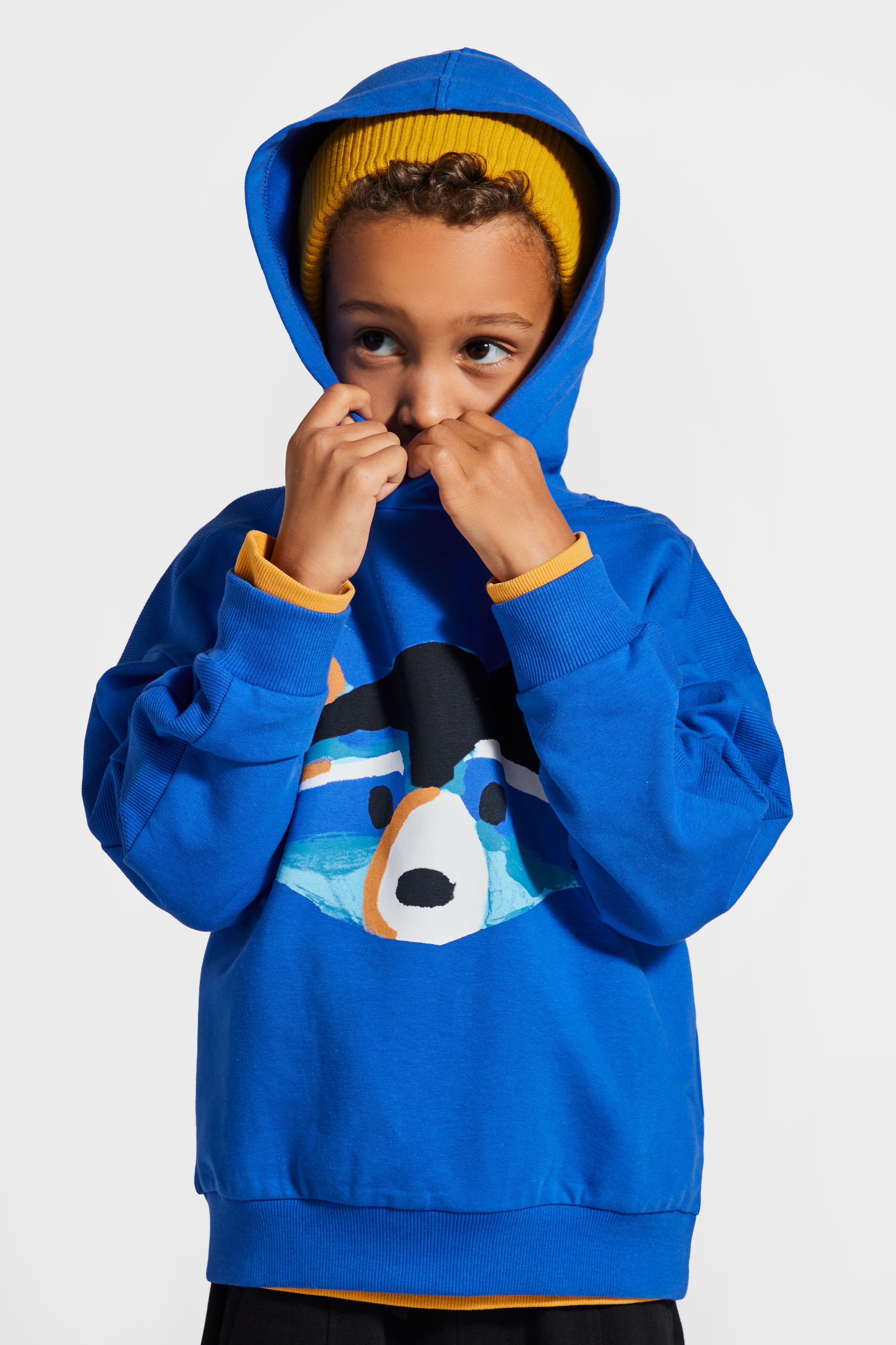 Zip-up hoodie multicolor with stand-up collar and pockets