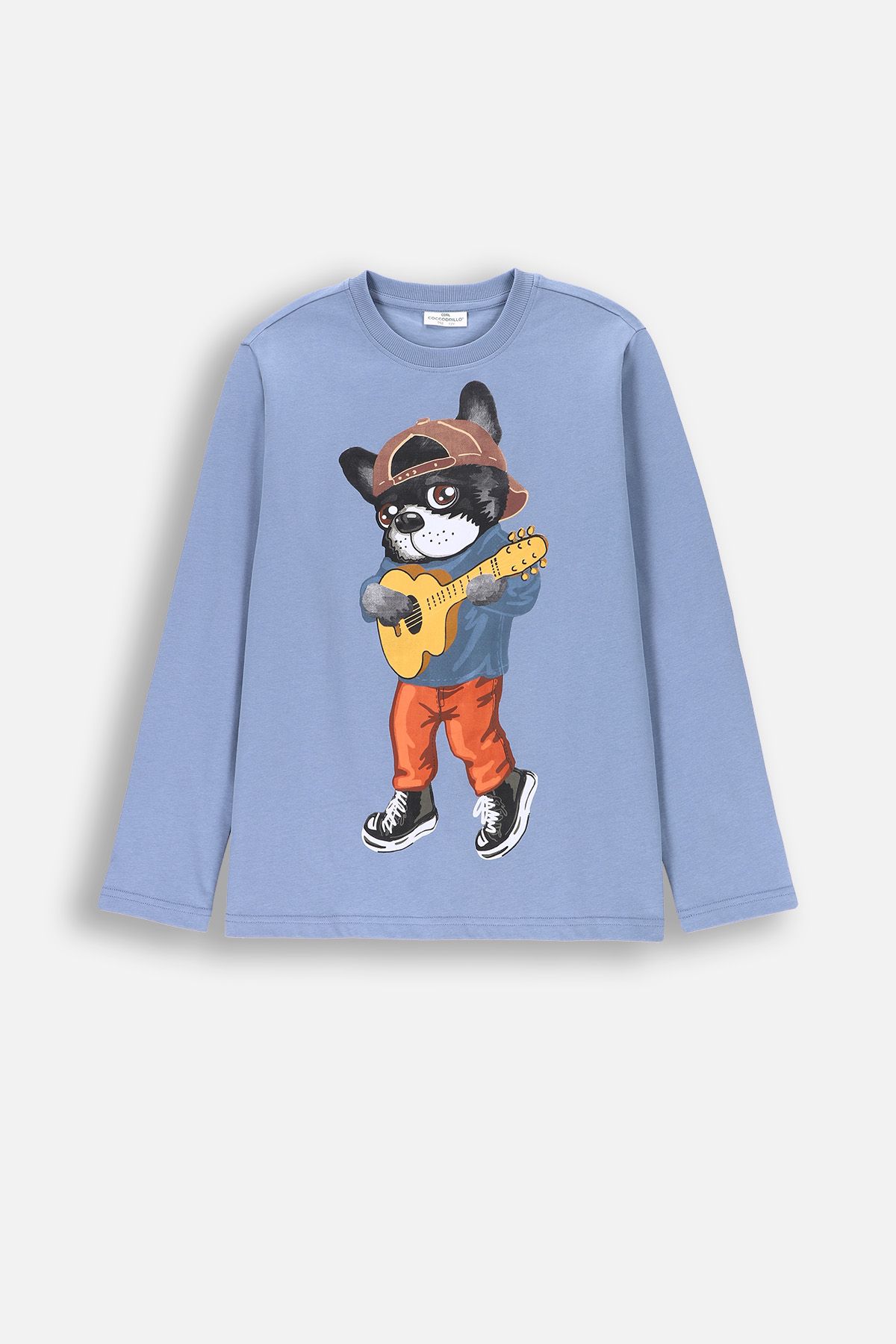 T-shirt with short sleeves Blue Textured Knit with Buttoned