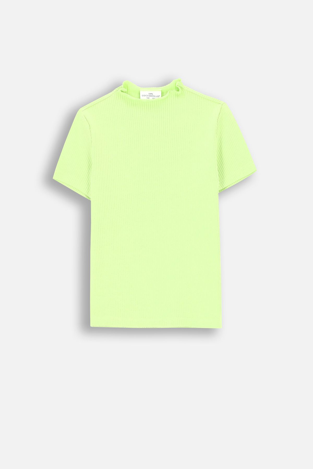 Short-sleeved T-shirt lime green for summer with a surfing