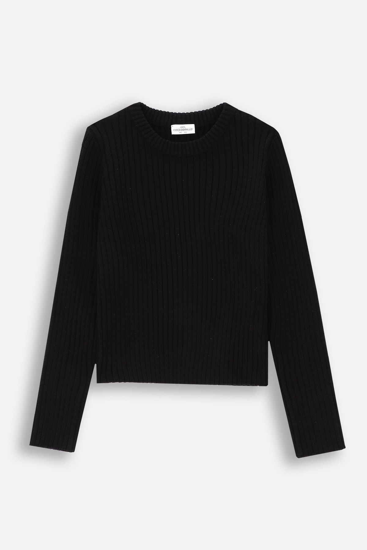 Knitted sweater multicolored with wide stripes and a patch