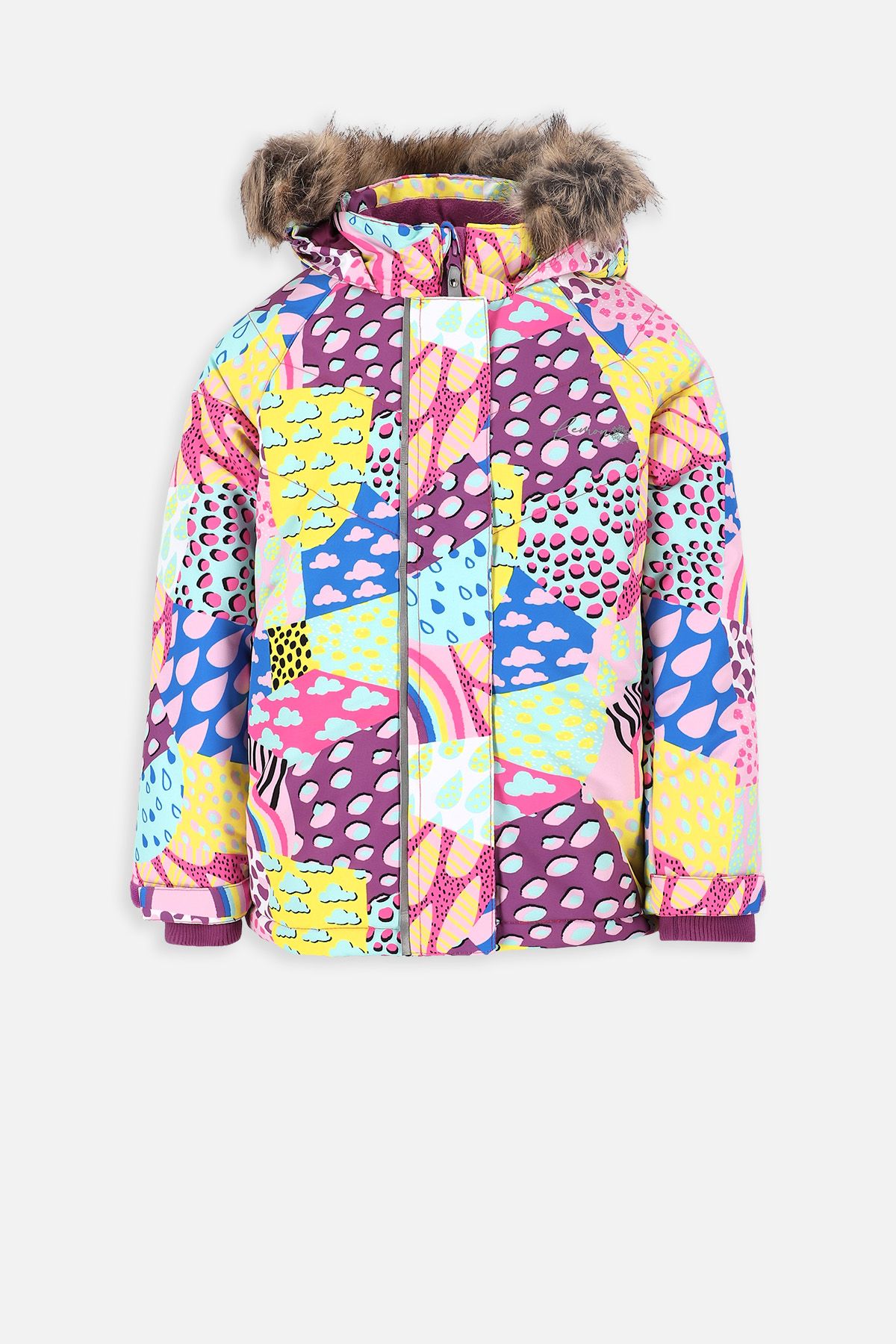 Girls' ski jacket with fleece lining and DWR coating