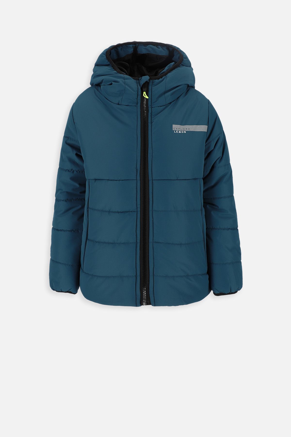 Jacket with lining olive with hood and reflective elements