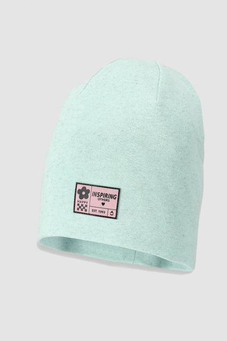 Transitional cap girls' made of cotton and linen blend with lining with lining