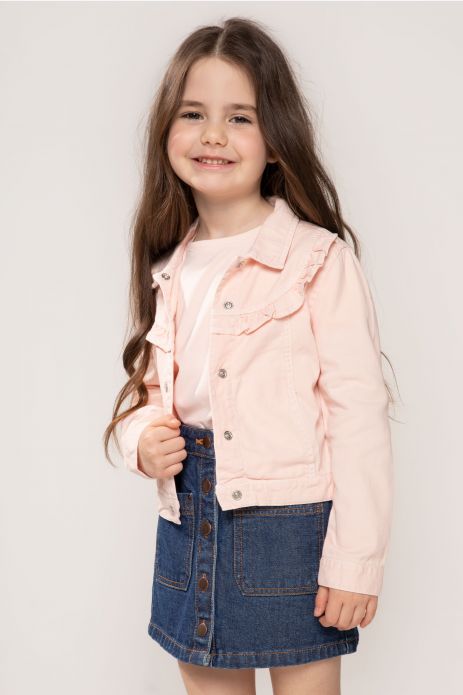 Jacket without lining pink with a collar