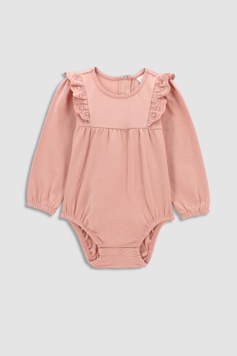 Body with long sleeves pink with frills