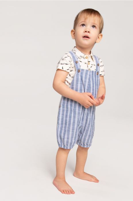 Dungarees multicolored fabric short leg with stripes