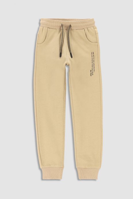 Sweatpants beige with inscriptions on the leg in the REGULAR cut