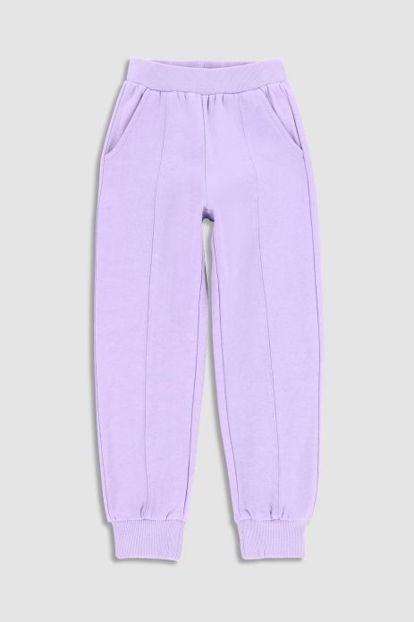 Sweatpants purple with stitching and pockets
