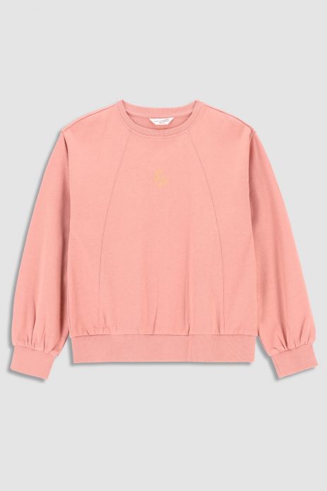 Sweatshirt powder pink with stitching and inscriptions