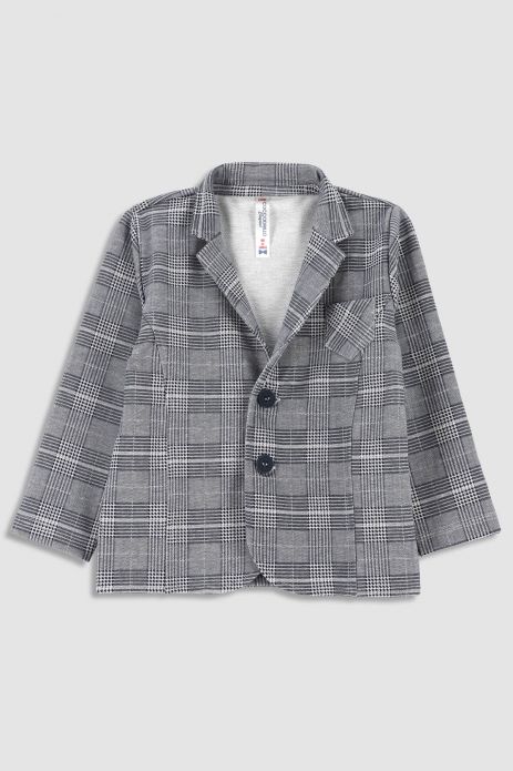 Single-breasted jacket navy blue with a subtle checkered pattern with a pocket