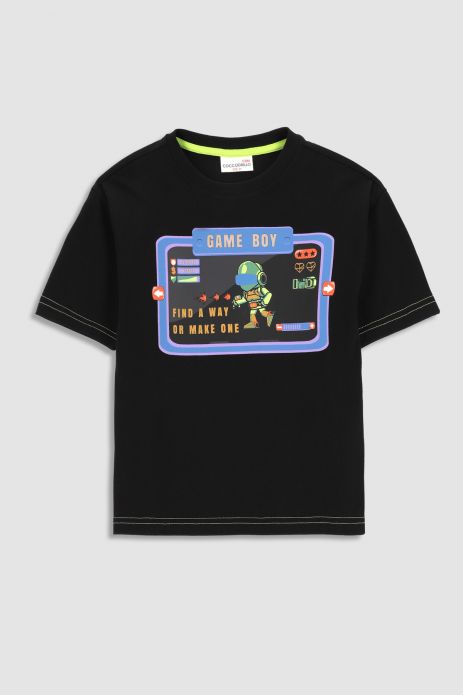 T-shirt with short sleeves black with gamer print 2