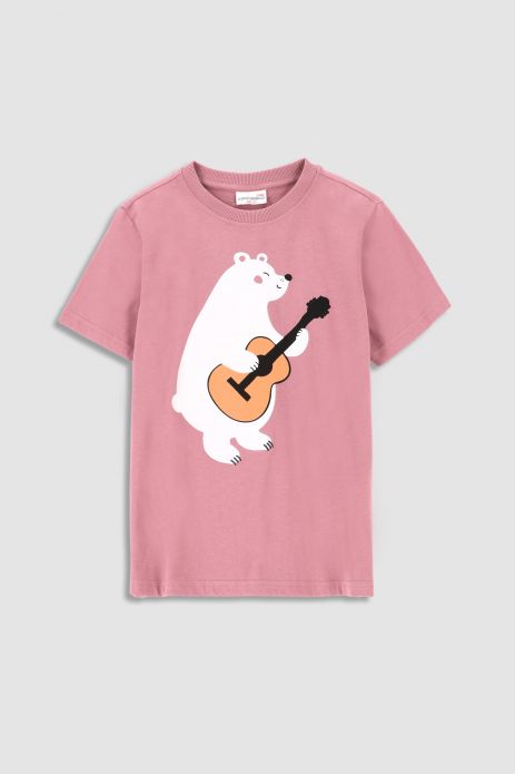 T-shirt with short sleeves pink with bear print
