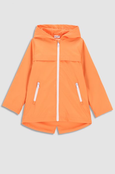 Rain jacket orange with hood and reflective elements 2