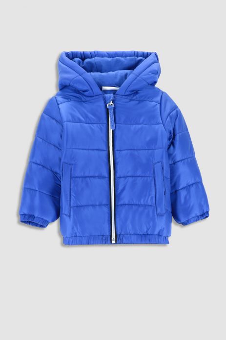 Transitional jacket navy blue quilted with hood 2