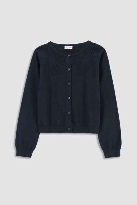 Cardigan navy blue with decorative embroidery