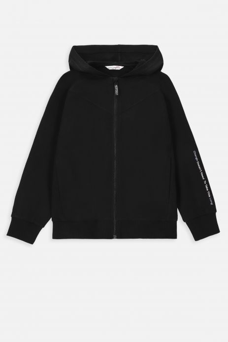 Zipped sweatshirt black with a hood
