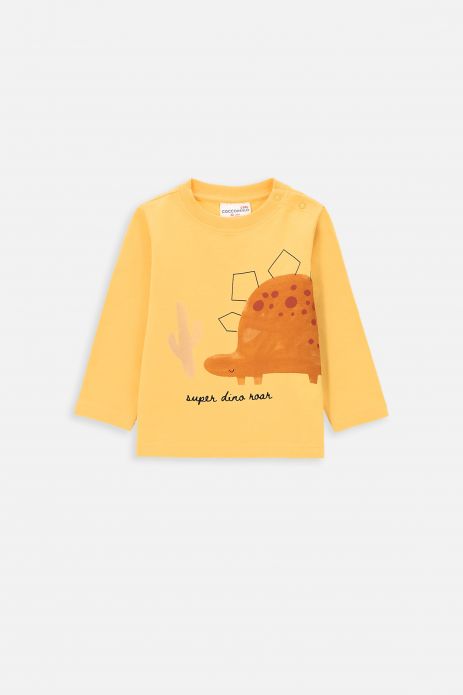 T-shirt with long sleeves yellow with print on the front