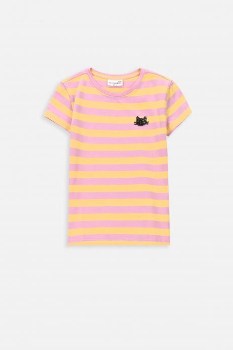 T-shirt with short sleeves multicolored with stripe print