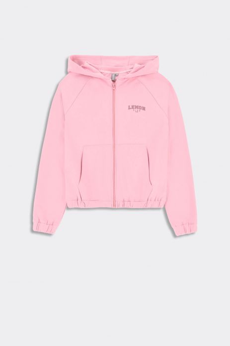 Girls' zipped sweatshirt with a hood and graphics 2