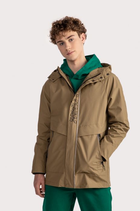 Youth transitional jacket parka with a hood and DWR coating