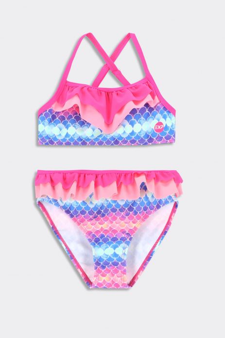 Girls' swimsuit two-piece  with print and frills