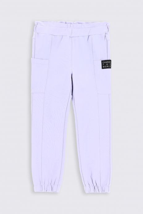 Sweatpants purple with pockets and stitching on the legs