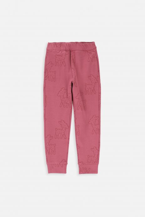 Sweatpants burgundy with a print