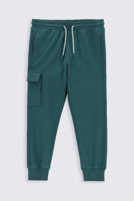 Sweatpants green with stripes and pockets