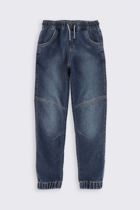 Jeans trousers navy blue jogger with a washable effect