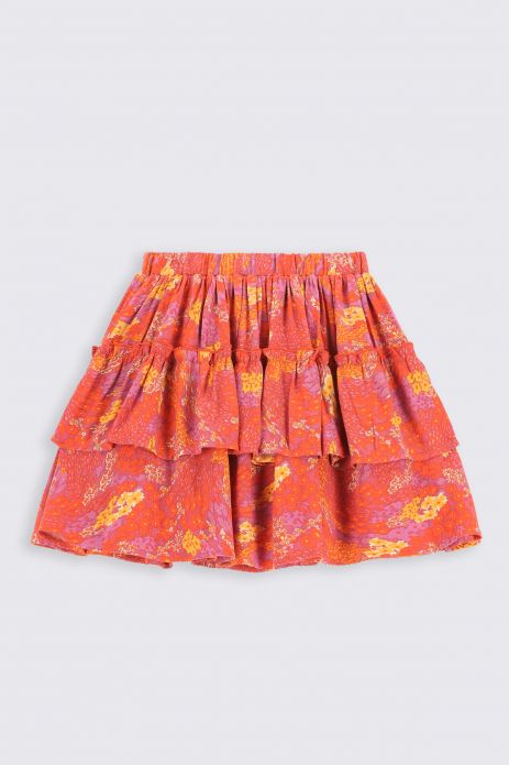 Fabric skirt multicolored flared with a print