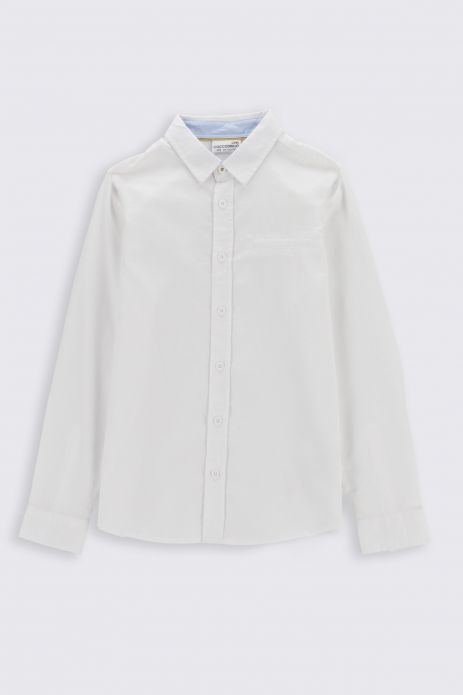 Shirt with long sleeves white smooth with a pocket
