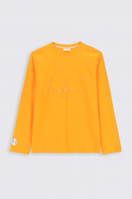 T-shirt with long sleeves orange with a print