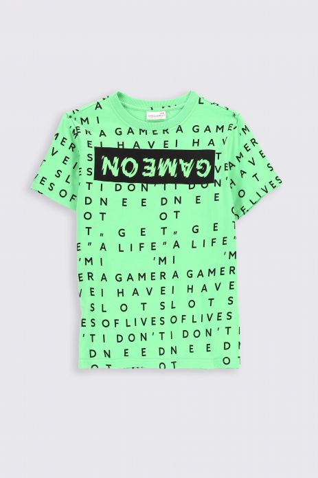 T-shirt with short sleeves green with inscriptions 2