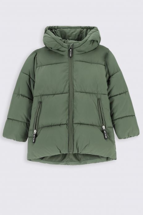 Winter jacket green with a hood 2