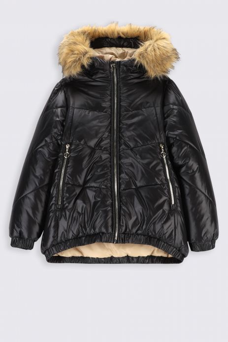 Winter jacket black with a hood 2