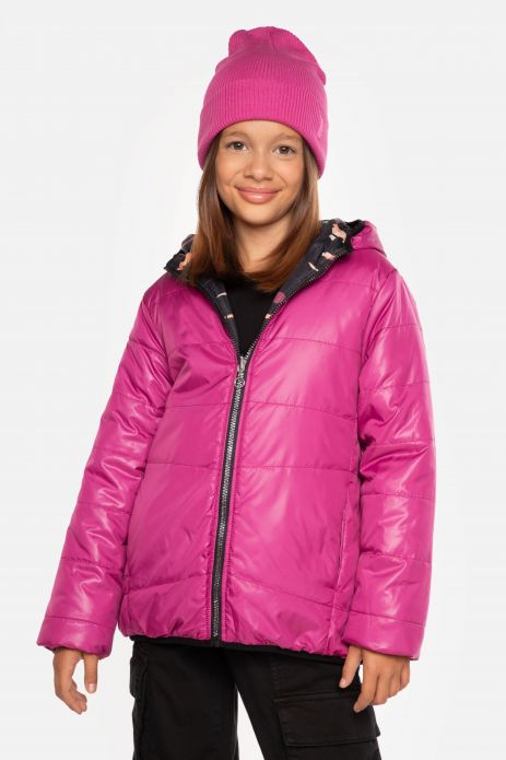 Two-sided jacket multicolored transitional with a hood