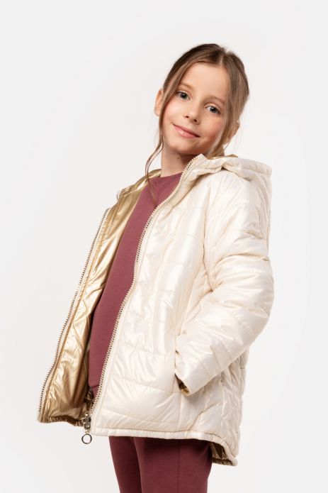 Two-sided jacket transitional with a hood
