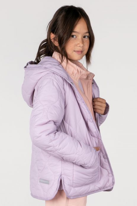 Transitional jacket purple with a hood