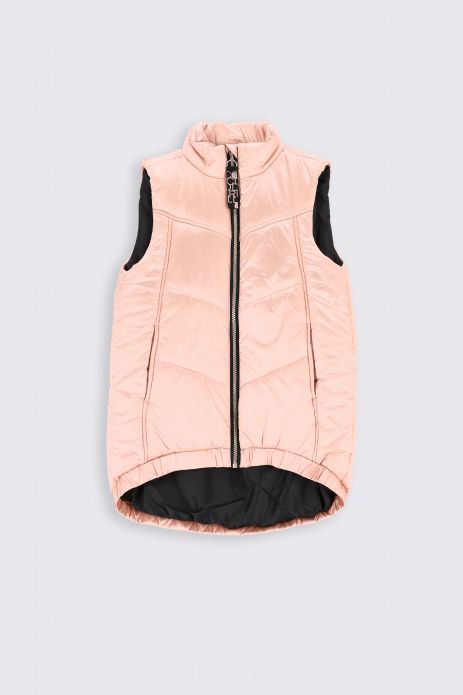 Quilted vest pink with pockets