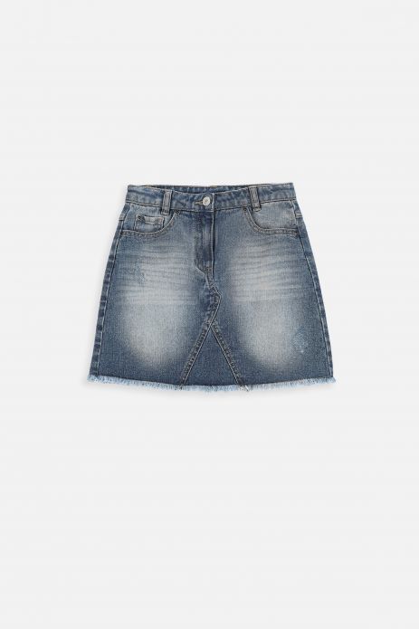 Jeans skirt blue with pockets and abrasions