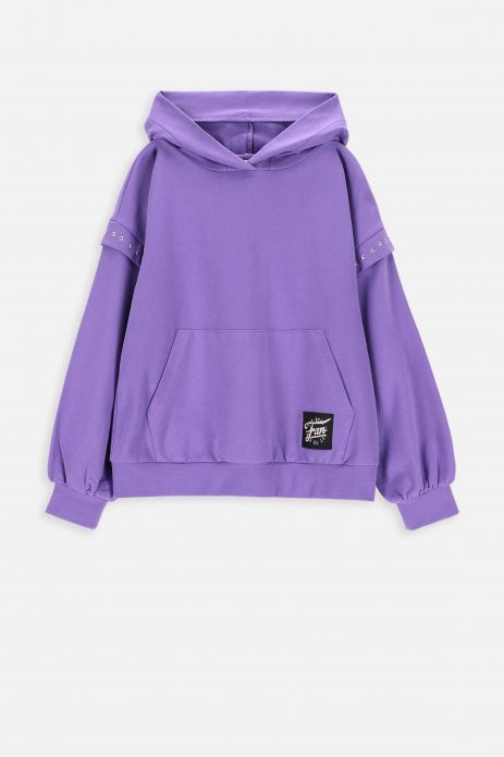 Sweatshirt purple with hood and decorative studs on shoulders 2