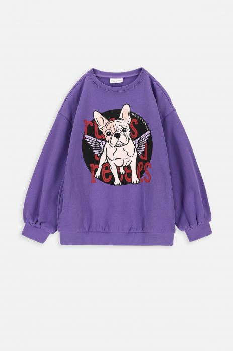 Sweatshirt purple extended with print 2