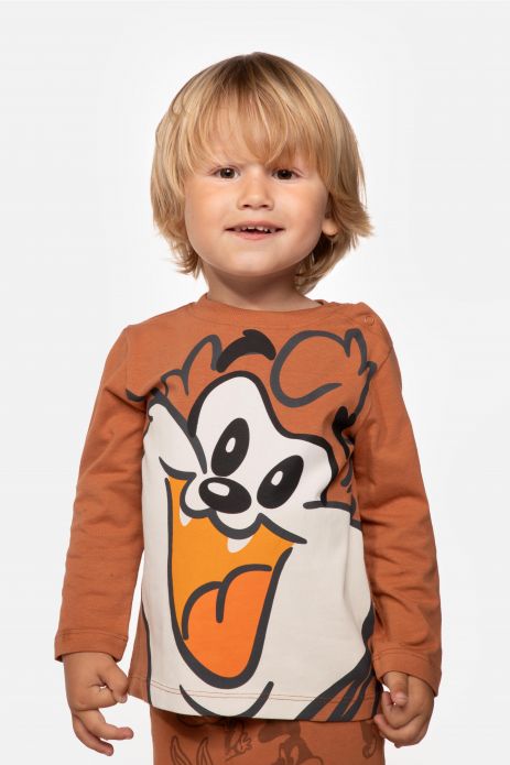 T-shirt with long sleeves brown with print, LOONEY TUNES license