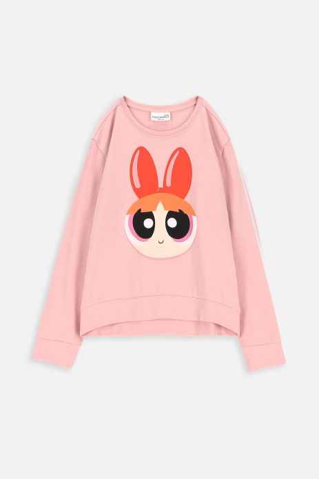 T-shirt with long sleeves powder pink with print, POWERPUFF GIRLS license