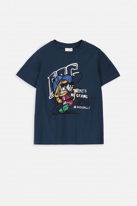 T-shirt with short sleeves navy blue with print