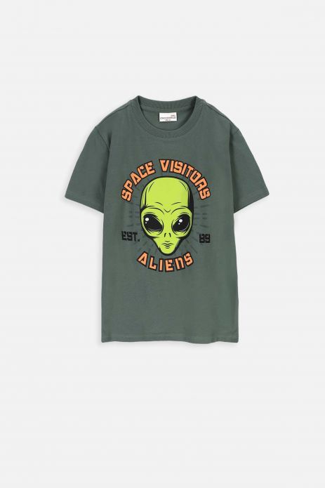 T-shirt with short sleeves green with gamer print
