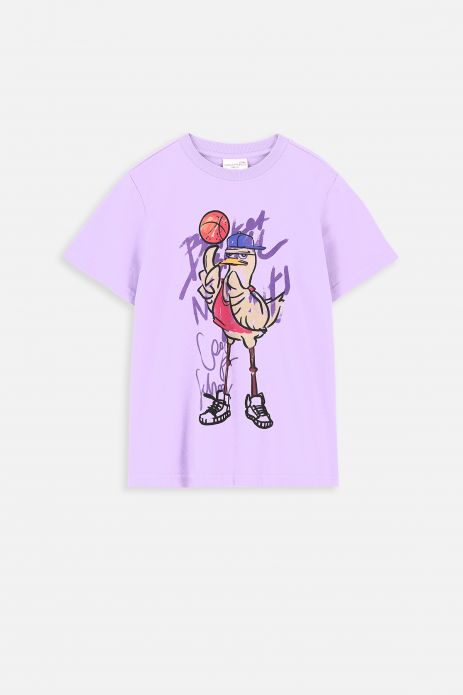 T-shirt with short sleeves purple with print